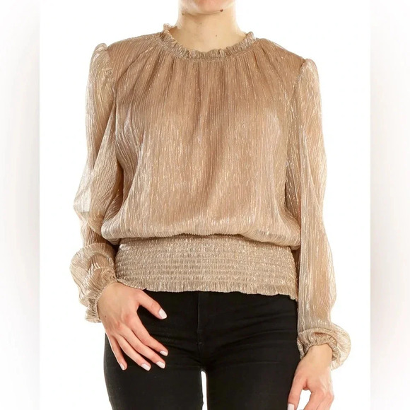 JOIE‎ Shimmer Holiday Blouse in Beige - Picture 1 of 8